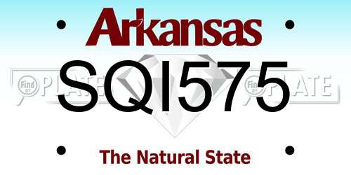 SQI575 Arkansas License Plate