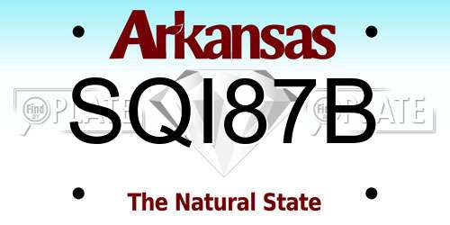 SQI87B Arkansas License Plate