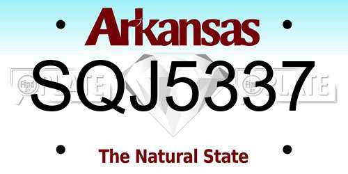 SQJ5337 Arkansas License Plate