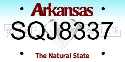 SQJ8337 Arkansas License Plate