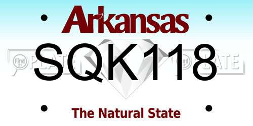 SQK118 Arkansas License Plate