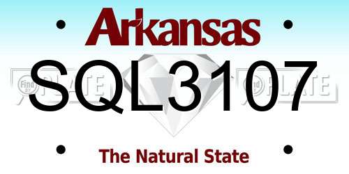 SQL3107 Arkansas License Plate