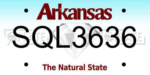 SQL3636 Arkansas License Plate