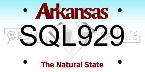 SQL929 Arkansas License Plate