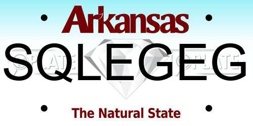 SQLEGEG Arkansas License Plate