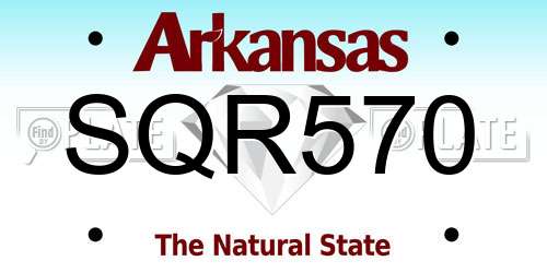 SQR570 Arkansas License Plate