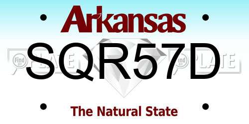 SQR57D Arkansas License Plate