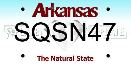 SQSN47 Arkansas License Plate