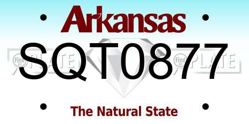 SQT0877 Arkansas License Plate