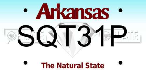 SQT31P Arkansas License Plate