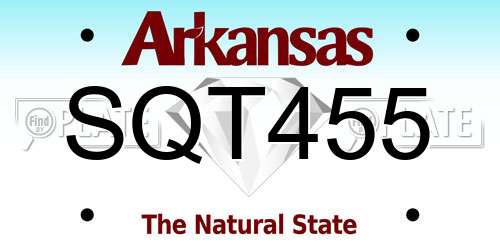 SQT455 Arkansas License Plate