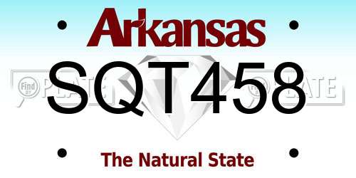 SQT458 Arkansas License Plate