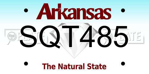 SQT485 Arkansas License Plate