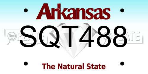 SQT488 Arkansas License Plate