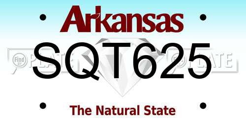 SQT625 Arkansas License Plate