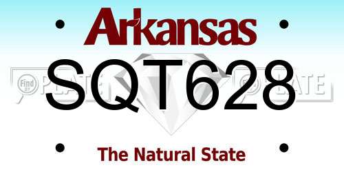 SQT628 Arkansas License Plate