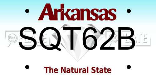 SQT62B Arkansas License Plate