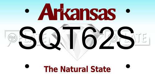 SQT62S Arkansas License Plate