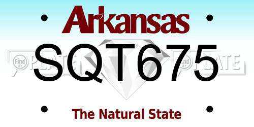 SQT675 Arkansas License Plate