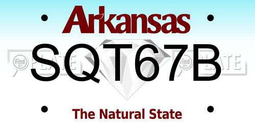 SQT67B Arkansas License Plate