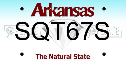 SQT67S Arkansas License Plate