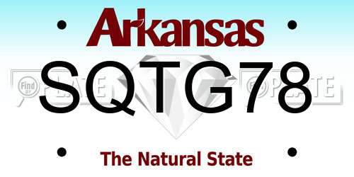 SQTG78 Arkansas License Plate