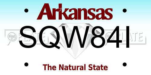 SQW84I Arkansas License Plate