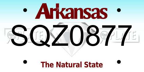 SQZ0877 Arkansas License Plate
