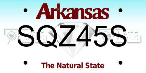 SQZ45S Arkansas License Plate