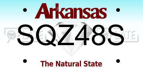 SQZ48S Arkansas License Plate