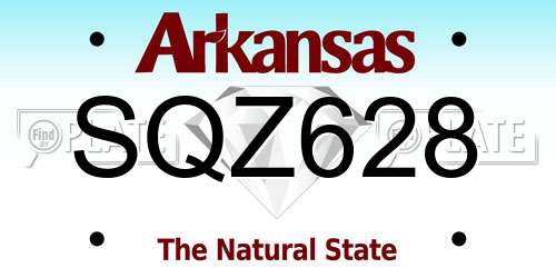 SQZ628 Arkansas License Plate