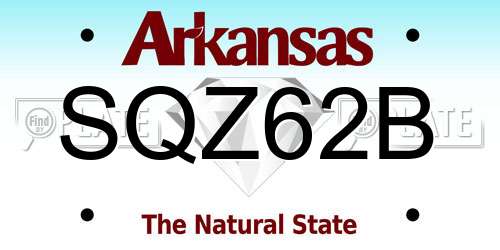 SQZ62B Arkansas License Plate
