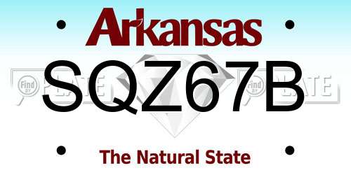 SQZ67B Arkansas License Plate