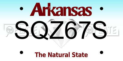 SQZ67S Arkansas License Plate