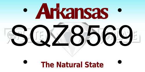 SQZ8569 Arkansas License Plate