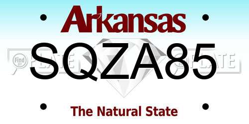 SQZA85 Arkansas License Plate