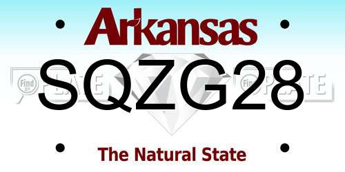 SQZG28 Arkansas License Plate