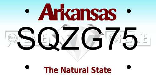 SQZG75 Arkansas License Plate