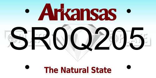 SR0Q205 Arkansas License Plate