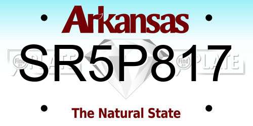 SR5P817 Arkansas License Plate