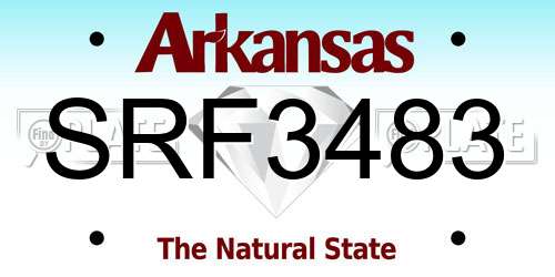 SRF3483 Arkansas License Plate