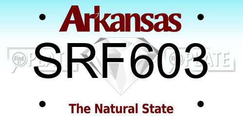 SRF603 Arkansas License Plate