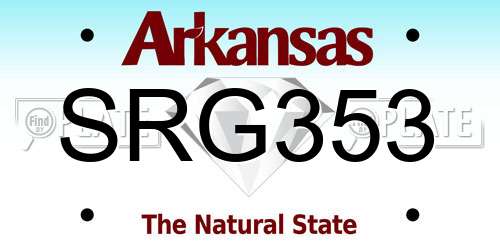 SRG353 Arkansas License Plate