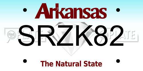 SRZK82 Arkansas License Plate