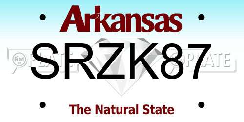 SRZK87 Arkansas License Plate