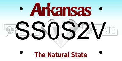 SS0S2V Arkansas License Plate
