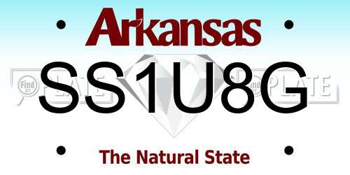 SS1U8G Arkansas License Plate