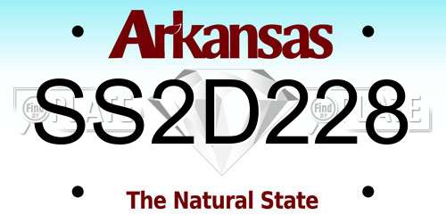 SS2D228 Arkansas License Plate