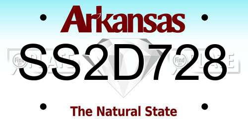 SS2D728 Arkansas License Plate