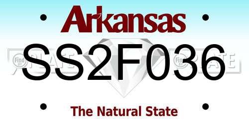 SS2F036 Arkansas License Plate